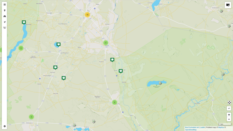 Tourism interactive web map of the Tuchola Forest area (region in Pomerania, northern Poland)