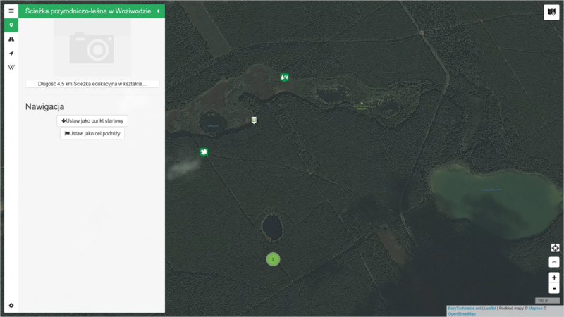 Tourism interactive web map of the Tuchola Forest area (region in Pomerania, northern Poland)